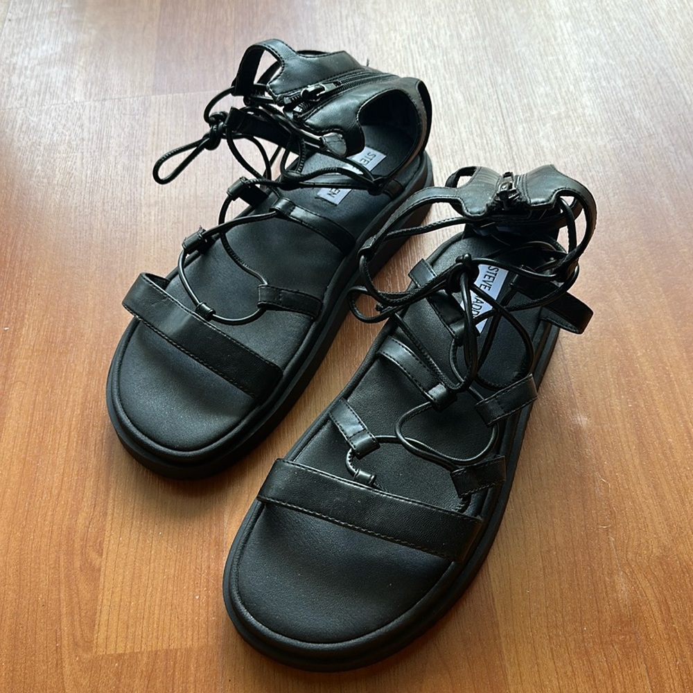 Steve Madden black lace up sandals